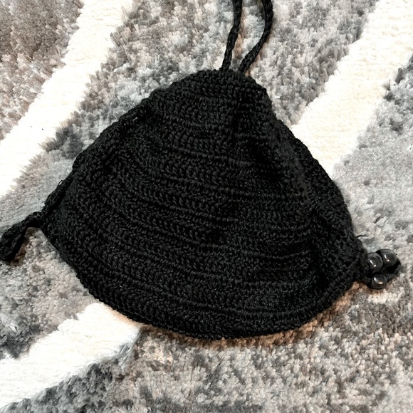 Black Crochet Bikini Top NWOT - Picture 2 of 2